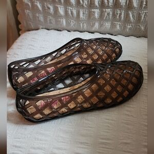 Jellypop Dark Brown Woven Flats
